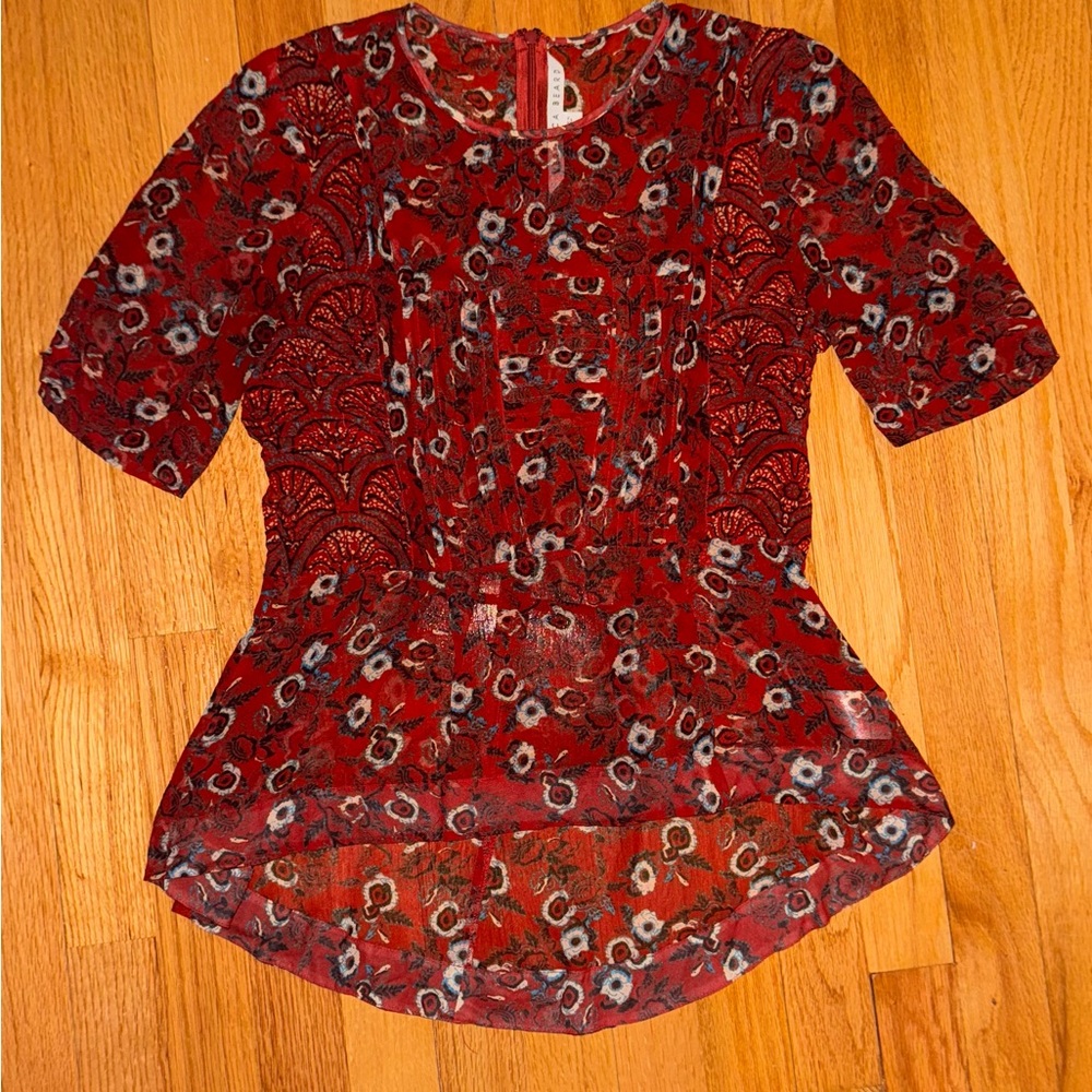 Veronica Beard Red Silk Blouse
